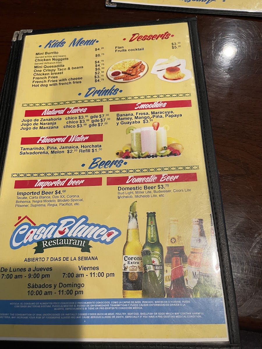 Casa Blanca Restaurant Menu - Image 4